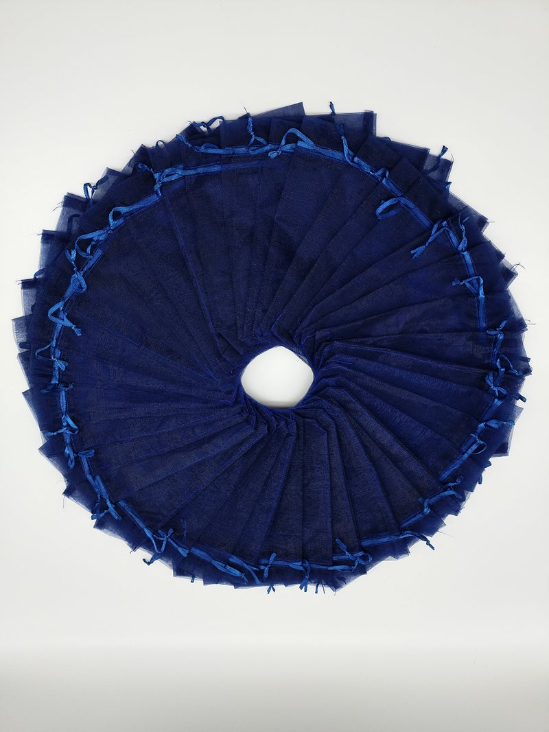 Ankirol 100pcs Sheer Organza Favor Bags 5x7'' For Wedding Gift Bags Samples Display Drawstring Pouches (navy blue) - Image 4